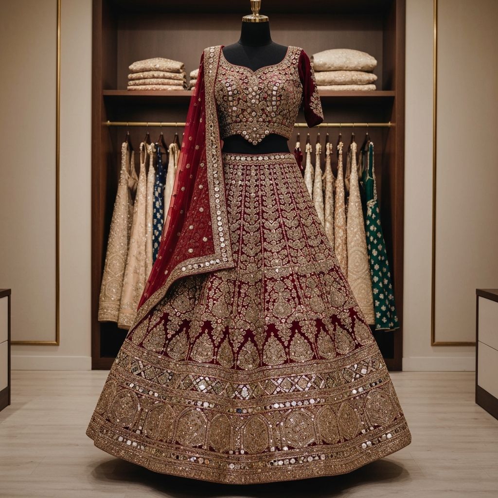 Designer bridal lehenga display