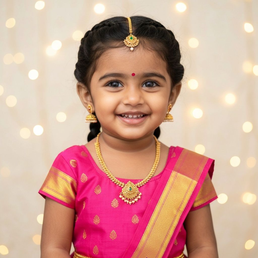 Child in traditional pattu pavadai